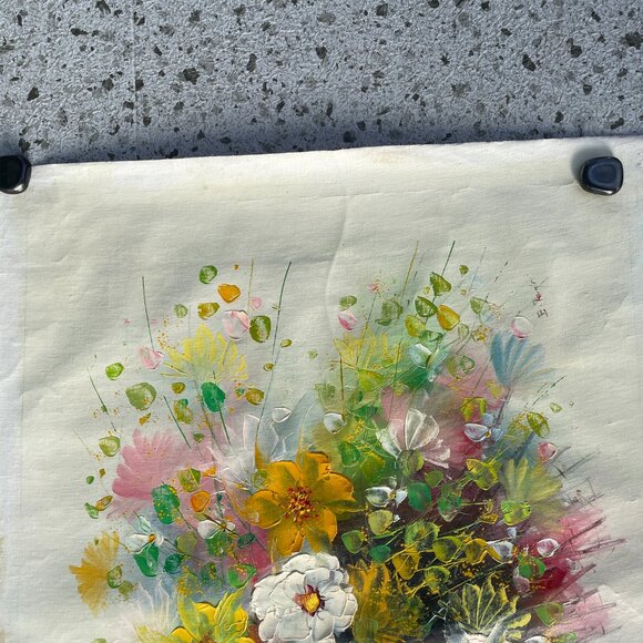 Impressionist Palette Knife Painting Daisies Wildflowers Buttercups Pastels Lot - Picture 4 of 7